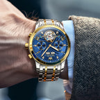 OLEVS Men's Mechanical Watch — Automatic Stainless Steel Wristwatch with Luminous Dual-Calendar Large Dial