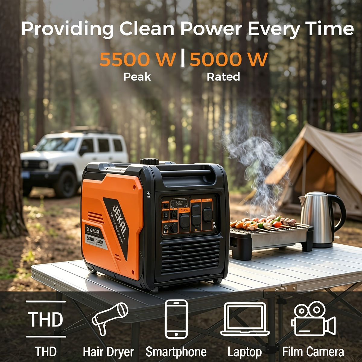 INNOVATIVE LIFE 2500W/120V, 3500W/120V, 5000W 120V/240V Dual Voltage Portable Inverter Generator, 30A Outlet RV Ready, 5000W Electric Start, Pure Sine Wave, Type-C & QC3.0 Ports, Gas Powered for Home Backup And Camping, EPA Compliant