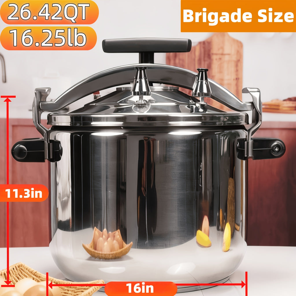 Commercial 26.5 Qt Stainless Steel Pressure Cooker -for Restaurant & Hotel Kitchens, Induction/Gas