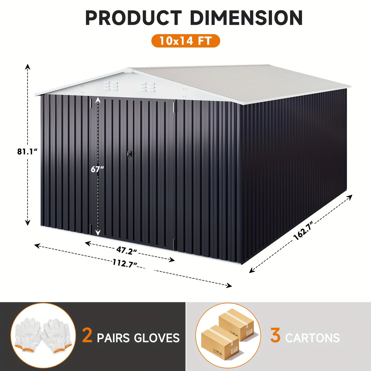 Metal Storage Shed, Large Outdoor Shed With Updated Frame Structure, Garden Tool Sheds For Backyard Patio Lawn, Grey
