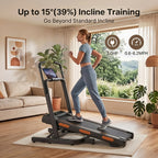 39% Incline Folding Treadmill for Tall Users, 3.0HP Quiet Motor, 350 Lbs Capacity, 6.2 MPH, Elevated Dual Handle Bar and Suction Tablet Holder