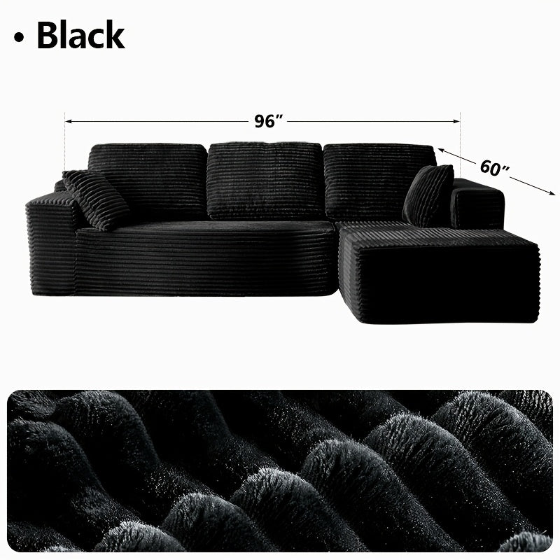 Modular L-Shape Sectional Couc, Single Sofa, Chaise Lounge, Deep Seat, Modern Minimalist UpholsteredCouches with Chaise No Assembly Reguired, Corduroy Fabric, 65"Single Reclining Chaise Lounge