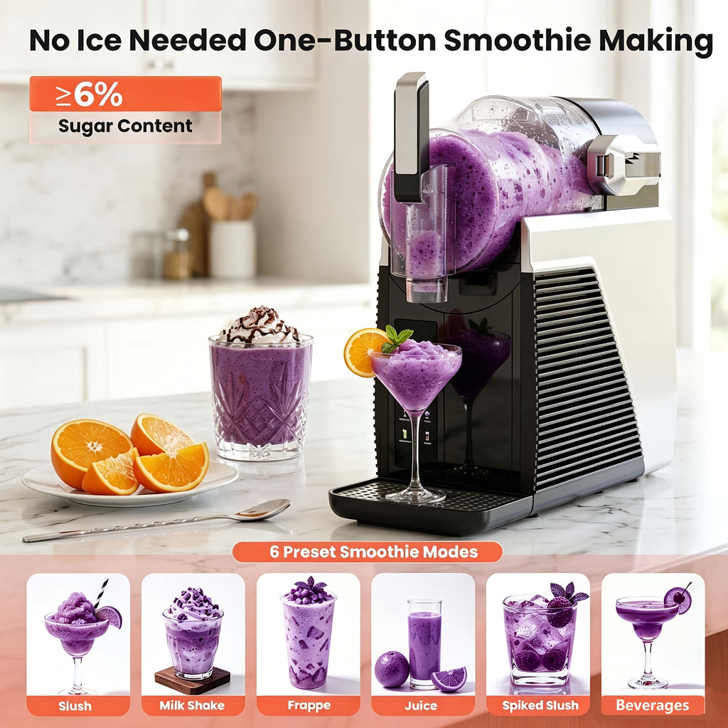 Slushie Machine, Self-Cleaning, 3 Preset Programs Slushie Maker, Professional Slushy Machine For Home, No Ice Needed Frozen Drink Maker For Margaritas & Milkshakes Smoothie, And More, Water Tank MAX 75OZ
