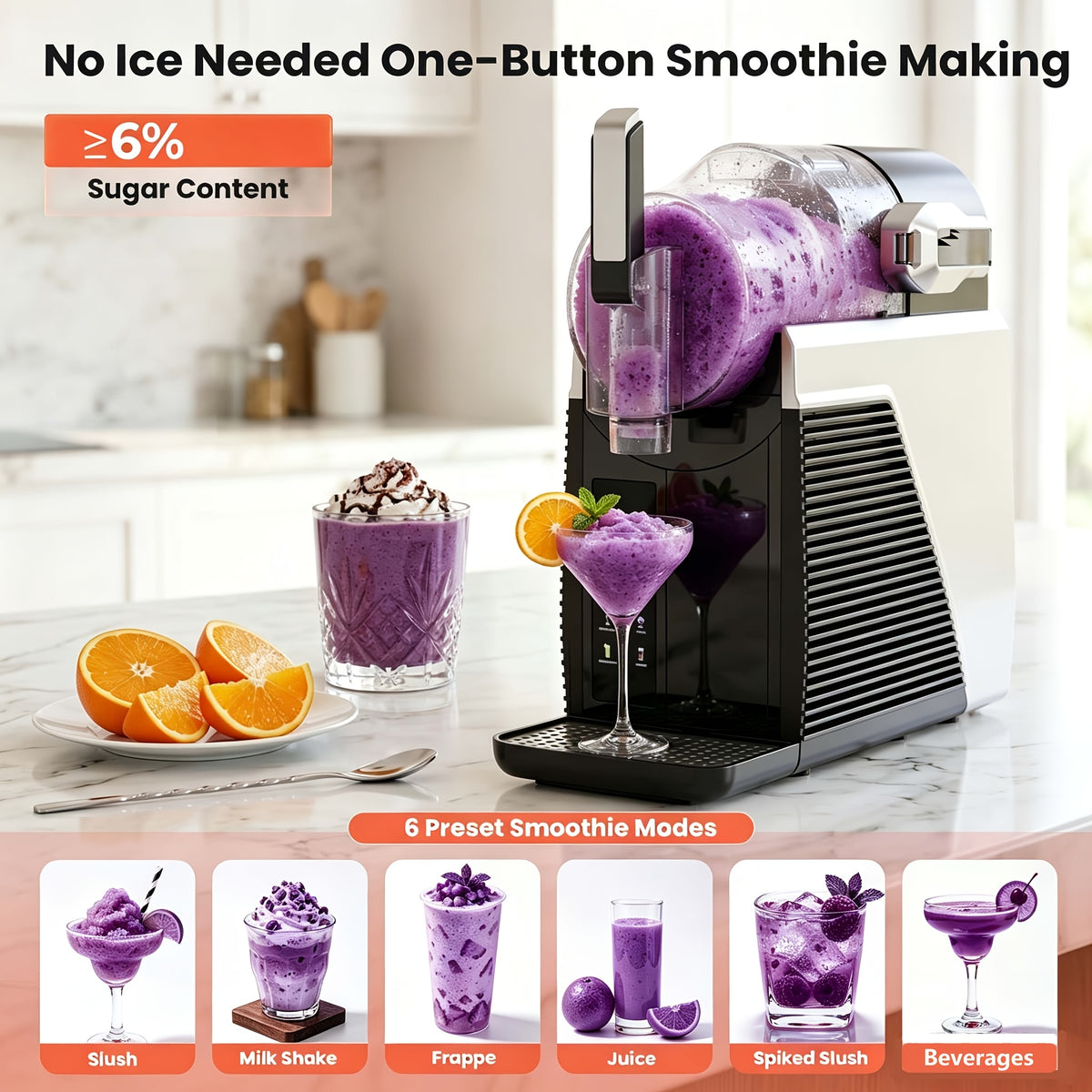 Slushie Machine, Self-Cleaning, 3 Preset Programs Slushie Maker, Professional Slushy Machine For Home, No Ice Needed Frozen Drink Maker For Margaritas & Milkshakes Smoothie, And More, Water Tank MAX 75OZ