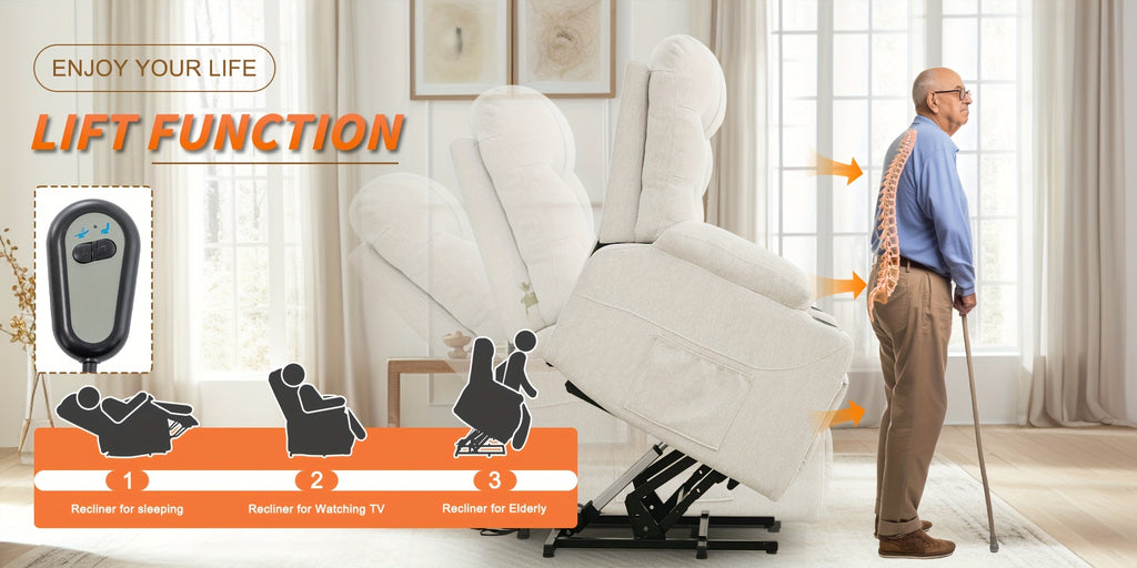 Recliner Chair with Massage And Heating Functions, Large Padded Sofa with Side Pockets, Recliner Chair, Suitable for Living Room And Bedroom