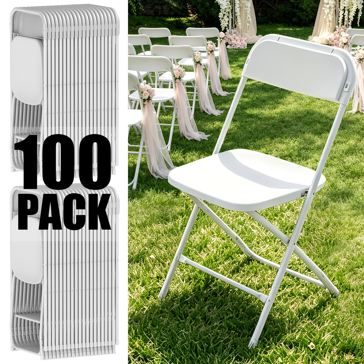 [Weddings And Gardens] 90/60/30/20/10 Pack Office White Plastic Folding Chairs Lightweight Folding Chairs, Indoor/Outdoor Folding Chairs, Portable Event Chairs Office Chairs, Conference Rooms, Weddings, And Gardens