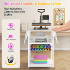 VISOUD 3-Tier Foldable Heat Press Machine Table, Portable Metal Stand with Vinyl Reel Holder, Heavy-Duty for DIY Sublimation Printer, White - Crafts, Crafts & Sewing Supplies, Heat Press Machine Accessories