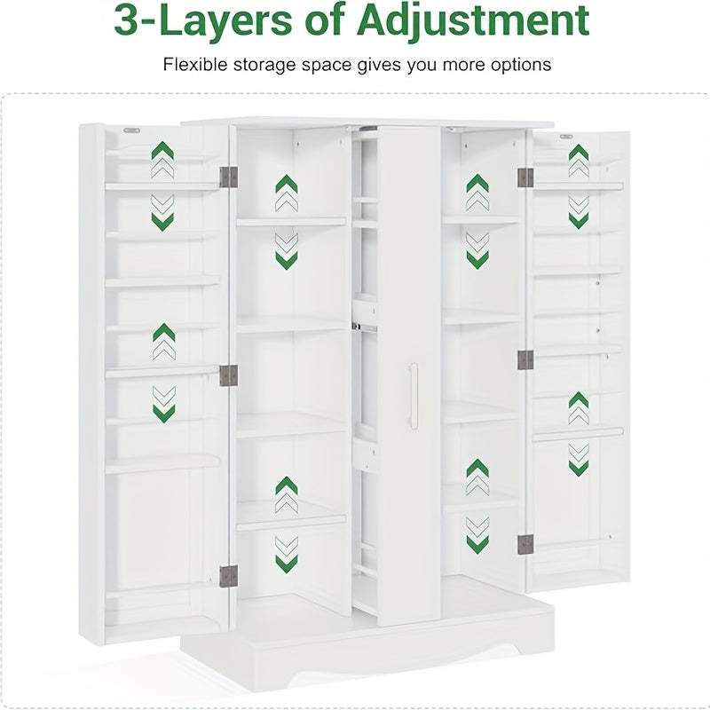 Multifunctional Storage Cabinet 47Inch Kitchen Pantry Cabinet with Drawer, Pantry Storage Cabinet with Adjustable Shelves, White Kitchen Pantry Storage Cabinet, Buffet Cupboards Sideboard