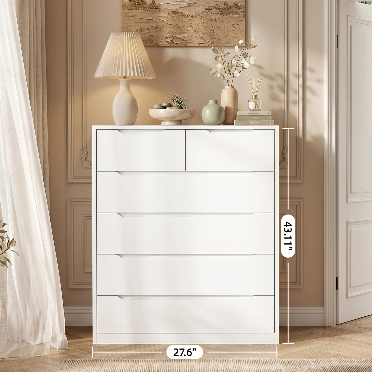 6-Drawer Dresser for Bedroom, Modern Chest of Drawers, Black Dresser with Large Organizer, Deep Drawer And Smooth Metal Rail, Black