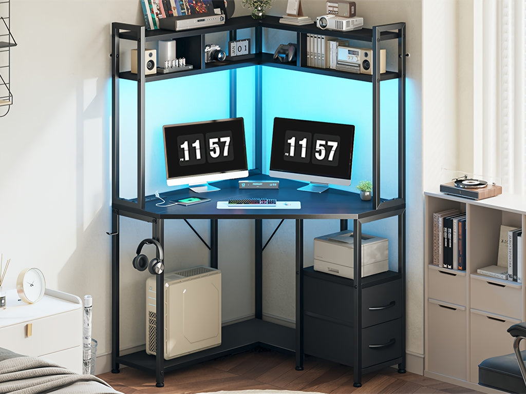 Computer Desk with Hooks And Storage, Ample Storage Space, Suitable for Various Space Uses