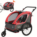 MOJAY Bike Trailer for Kids, 2 In1 Canopy Carrier Converts to Stroller, Suitable for 1 to 2 Toddlers, Kids, Quick Attach to Bike, Foldable, with 5-Point Harness And Storage Bags