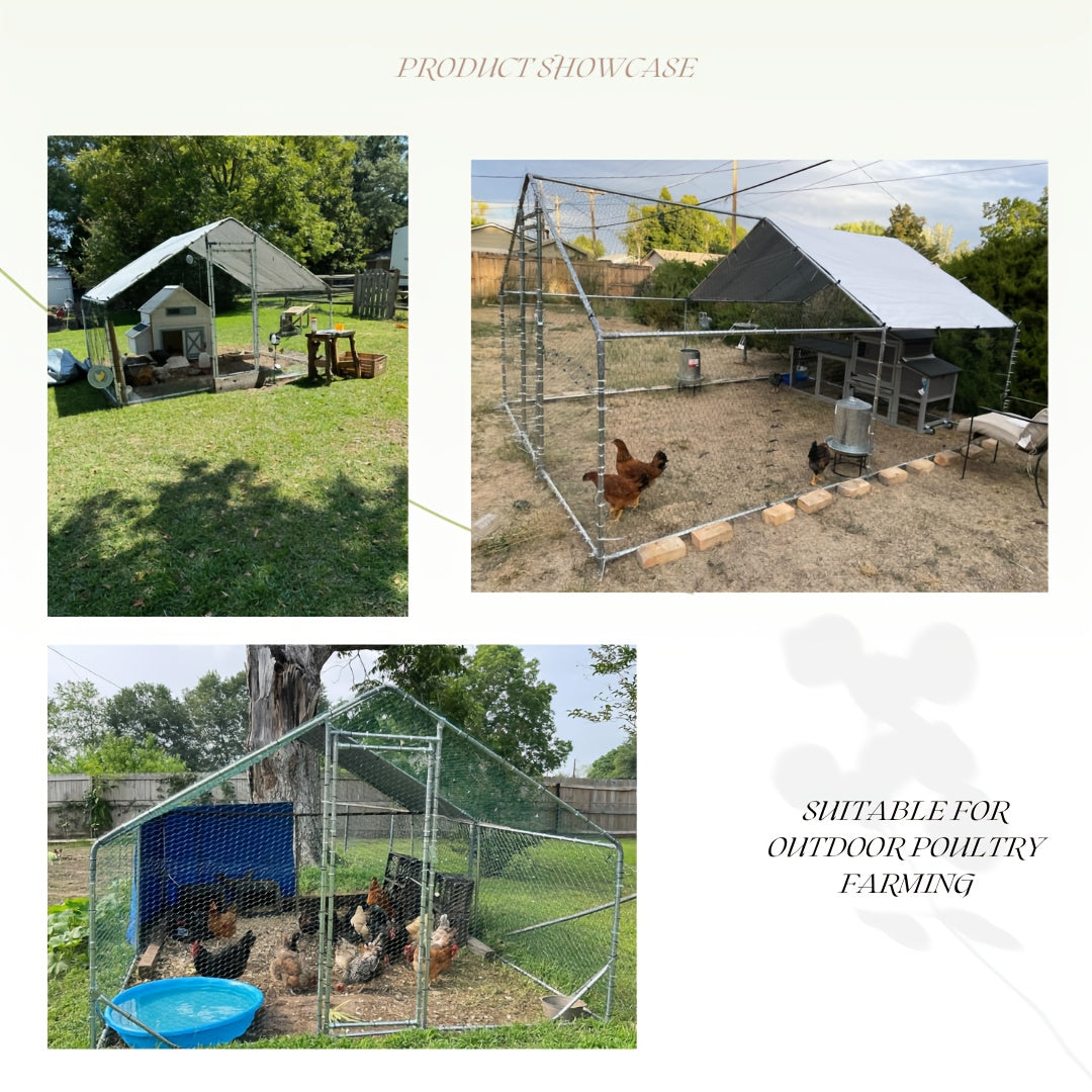 Large Spire Metal Chicken Coop, Waterproof And UV Resistant, Suitable For Outdoor Patio Farms To Raise Poultry Chickens, Ducks And Rabbits, Without Battery