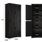 Farmhouse Tall Storage Cabinet with 4 Doors & Adjustable Shelves, 71in Pantry Cabinet for Kitchen, Living Room, Dining Room, Bathroom, Rustic Wood Storage Cabinet