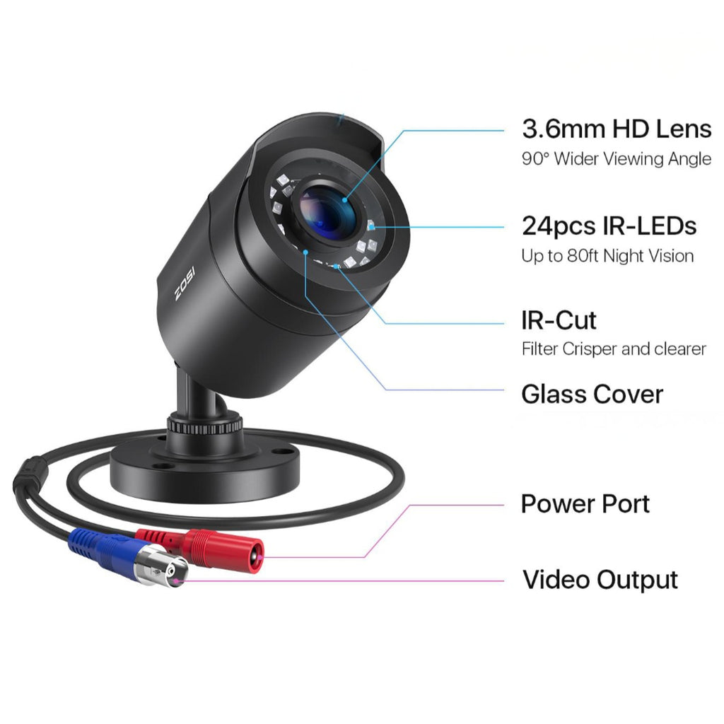 4pcs 8CH 5MP Lite H.265+ Wired Security Camera System - AI Human Vehicle Detection, 4 X 1080P Surveillance Cameras with 60ft BNC Cables, Email Alert with Snapshots (No Hard Drive)