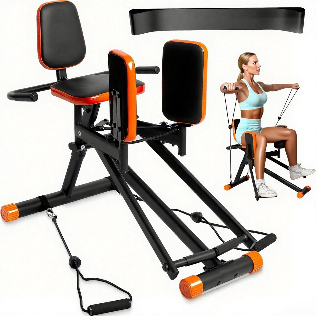 Hip Abduction Trainer for Home Glute and Thigh Workouts with Two Pull Ropes and 2 Adjustable Resistance Levels