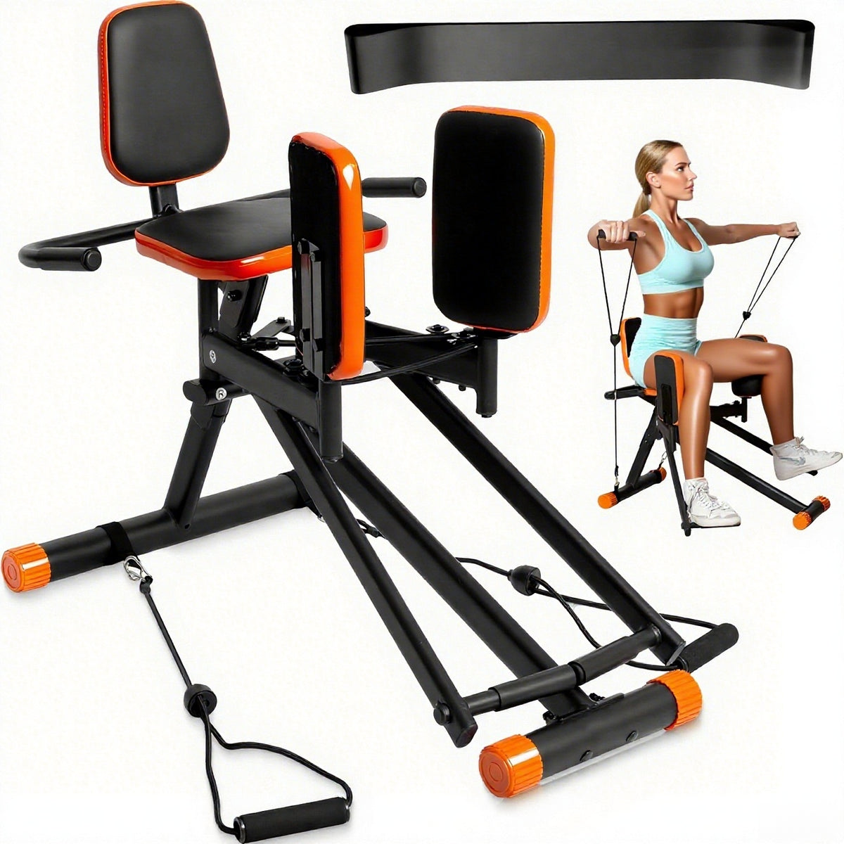 Hip Abduction Trainer for Home Glute and Thigh Workouts with Two Pull Ropes and 2 Adjustable Resistance Levels