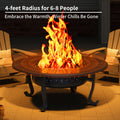 43 Inch Fire Pit with 2 Grills, Outdoor Wood Burning Firepit with Lid, Metal Round Table for Backyard Patio Garden Picnic Camping Bonfire