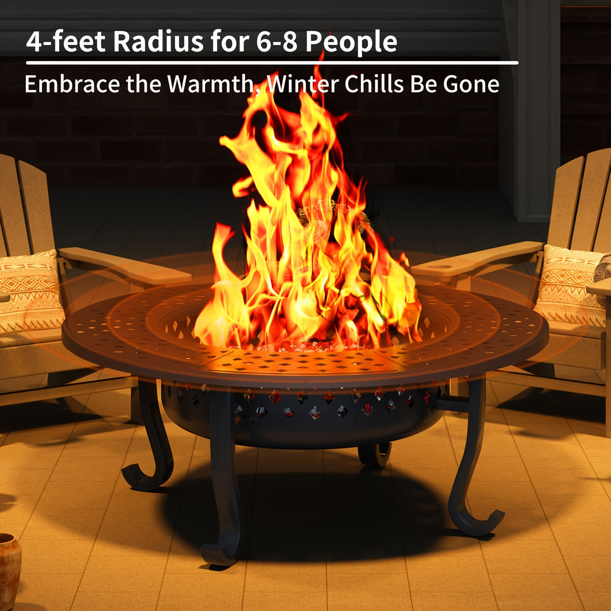 43 Inch Fire Pit with 2 Grills, Outdoor Wood Burning Firepit with Lid, Metal Round Table for Backyard Patio Garden Picnic Camping Bonfire