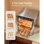 VEVOR 3-Tier/5-Tier Commercial Food Warmer Display, 14inch/15 inch 800W Food Display Warmer with LED Light, Adjustable Shelf and Stainless Steel Frame, 86℉~185℉ Air Heating, 34L for Hamburger, Pizza, Bread, Fried Chicken