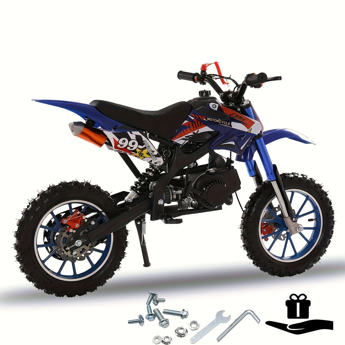 Gas Dirt Bike 49CC 2-stroke Off-road Vehicle, Mini Bike Gas Powered Motorcycle Off-road Race, Off-road Mini Motorcycle, Gas Off-road Motorcycle Go Kart, Gas Off-road Vehicle with A Load Capacity Of 300 Pounds Dirt Bike