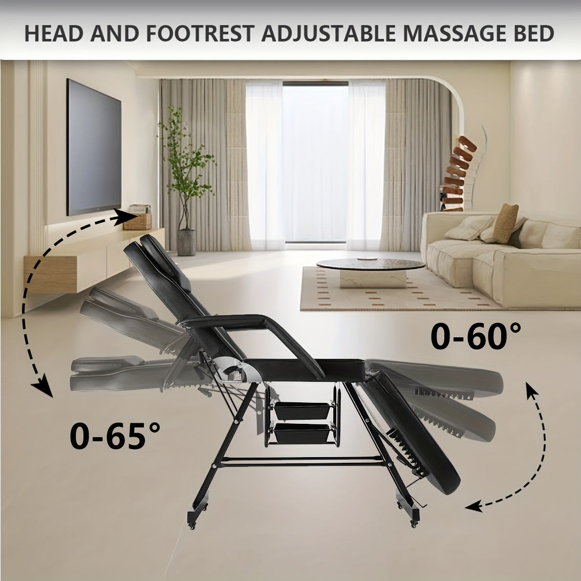 Facial Chair with Wheel Tattoo Chair for Client Beauty Chair Artist Spa Bed Removable Headrest for Client, Esthetician, Artist, Lash Bed Black