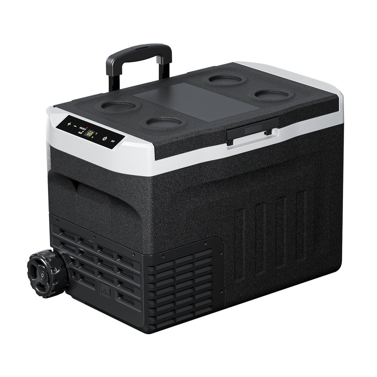 [Portable for Camping] Upgraded 33 QT Portable Compressor Car Fridge Freezer, 15Min Cool to -4°F, ECO Energy-Save & MAX Fast-Cool Modes, AC/DC 2 Charging, 3-Level Battery Guard, LED Screen & Cup Holders, Portable for Camping RV Home