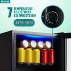 WANAI Beverage Refrigerator 125 Can Mini Fridge Cooler Black Mini Fridge Glass Door for Soda Juice Small Drink Cooler Machine Clear Front Removable for Home Office Bar Freestanding