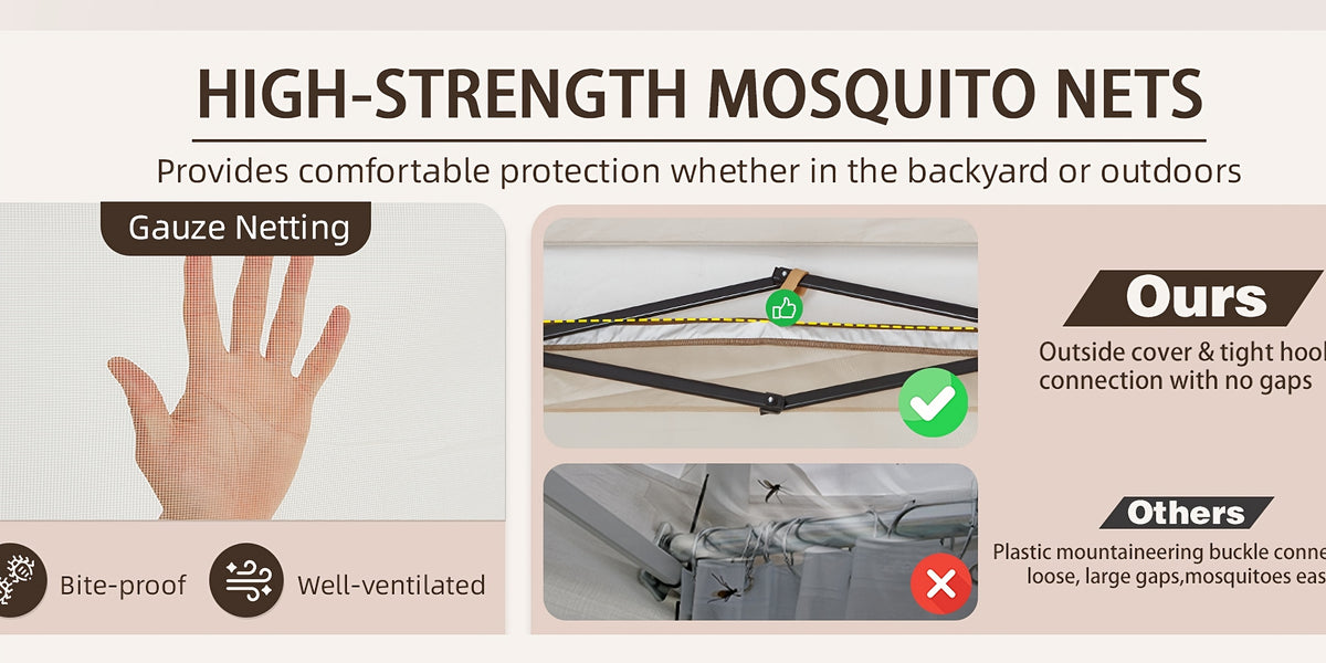 Bezseller Quick Pop-Up Gazebo Tent with Mosquito Netting - Large Portable Outdoor Canopy, Oxford Tarp, Easy Setup Shelter Suitable for Patio, Garden, Backyard Parties, Camping, Picnic, Poolside - Lightweight & Sturdy Frame