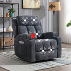 Manual Recliner Chair with Massage And Heat Ergonomic Overstuffed Breathable Fabric Reclining Chair with 2 Side Pockets, 2 Cup Holders, Remote Control, for Game & Recreation Room Furniture