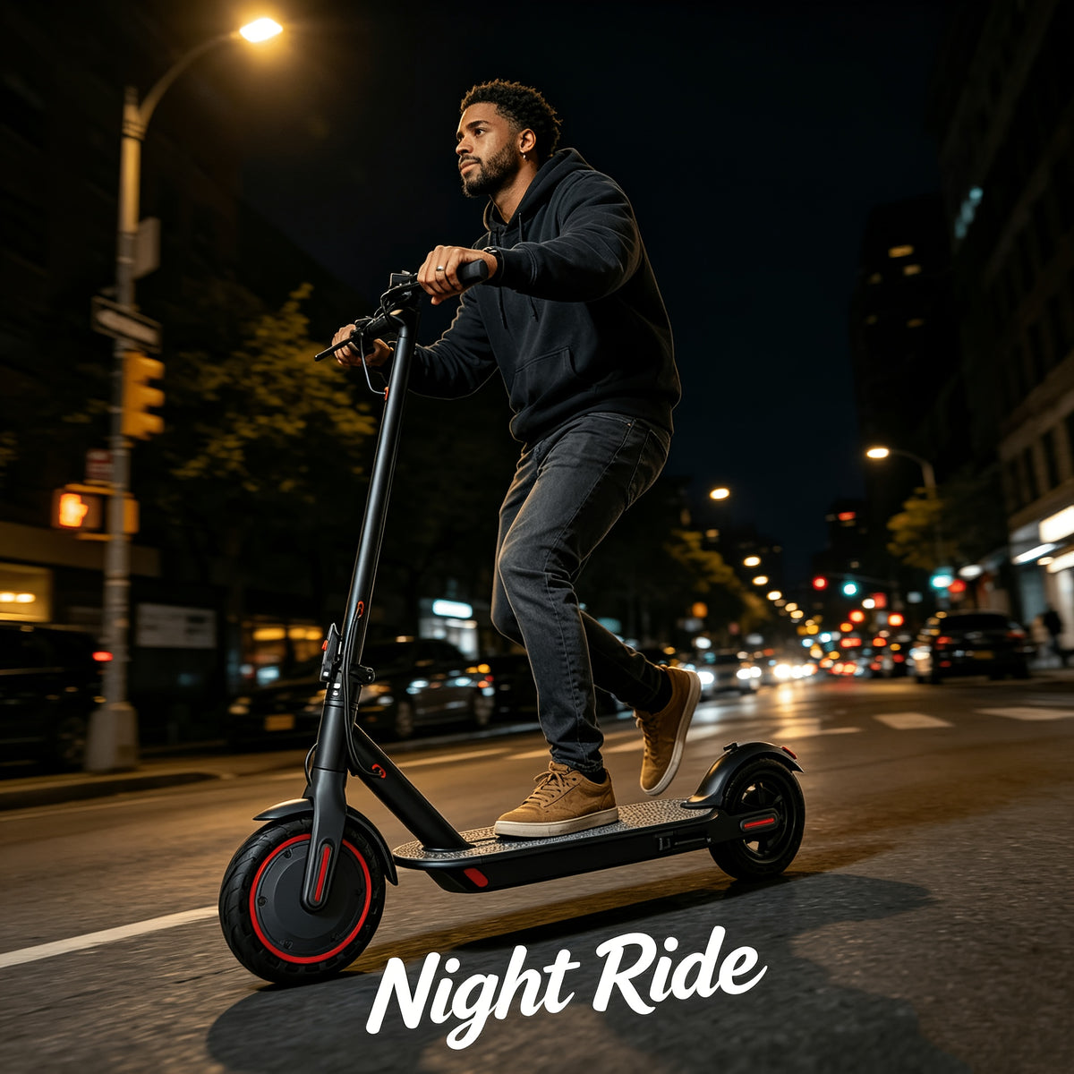 Long Distance Folding Adult Electric Scooter, 350W Motor, 8.5 Inch Anti-Slip Solid Tires, Smart APP& LCD Dashboard, 3 Adjustable Speeds, Dual Safe Brakes, LED Headlight Taillight, Built-in Bell, Aluminum Alloy Body, 265 LBS Load, Low Maintenance