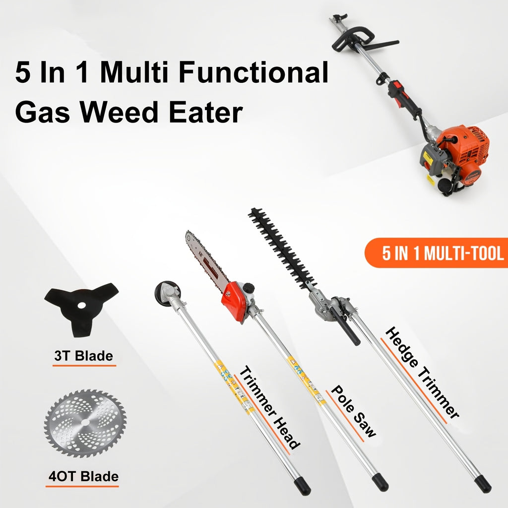5-in-1 52cc Lawn Mower, Multifunctional Gasoline Lawn Mower, Small Household Irrigation Lawn Mower, Foldable Handheld Lawn Mower/wheel Edge Machine/mini Lawn Mower, Suitable for Lawns