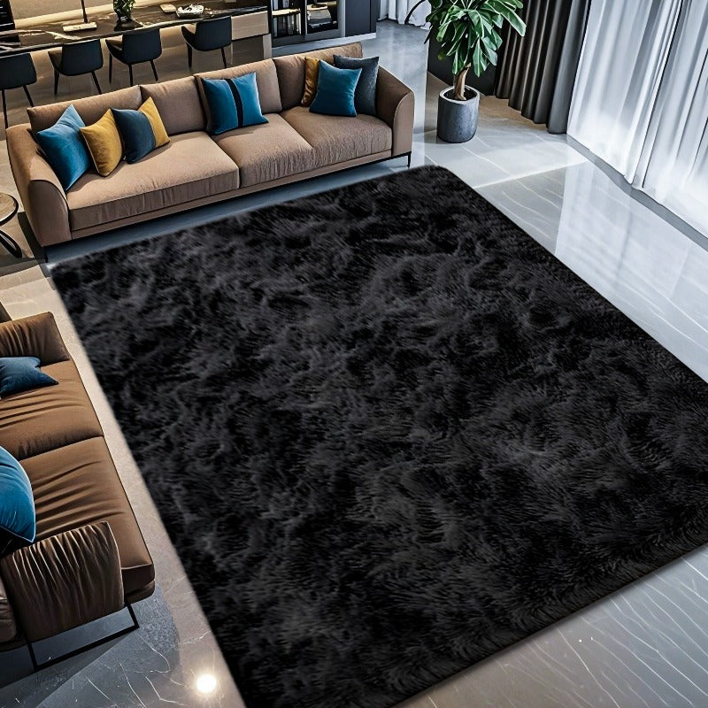10x14ft Extra Soft Plush Rug - Modern Tie-Dye Black Color, Non-Slip Backing Luxury Suitable for Living Room, Bedroom, Game Room - Thick Cushioned,, Christmas/Thanksgiving Gift