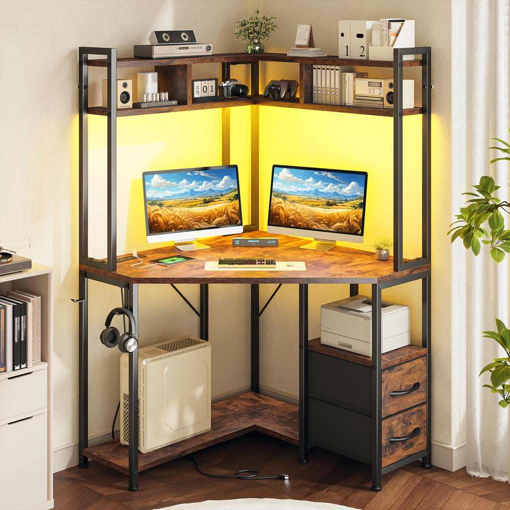 Computer Desk with Hooks And Storage, Ample Storage Space, Suitable for Various Space Uses