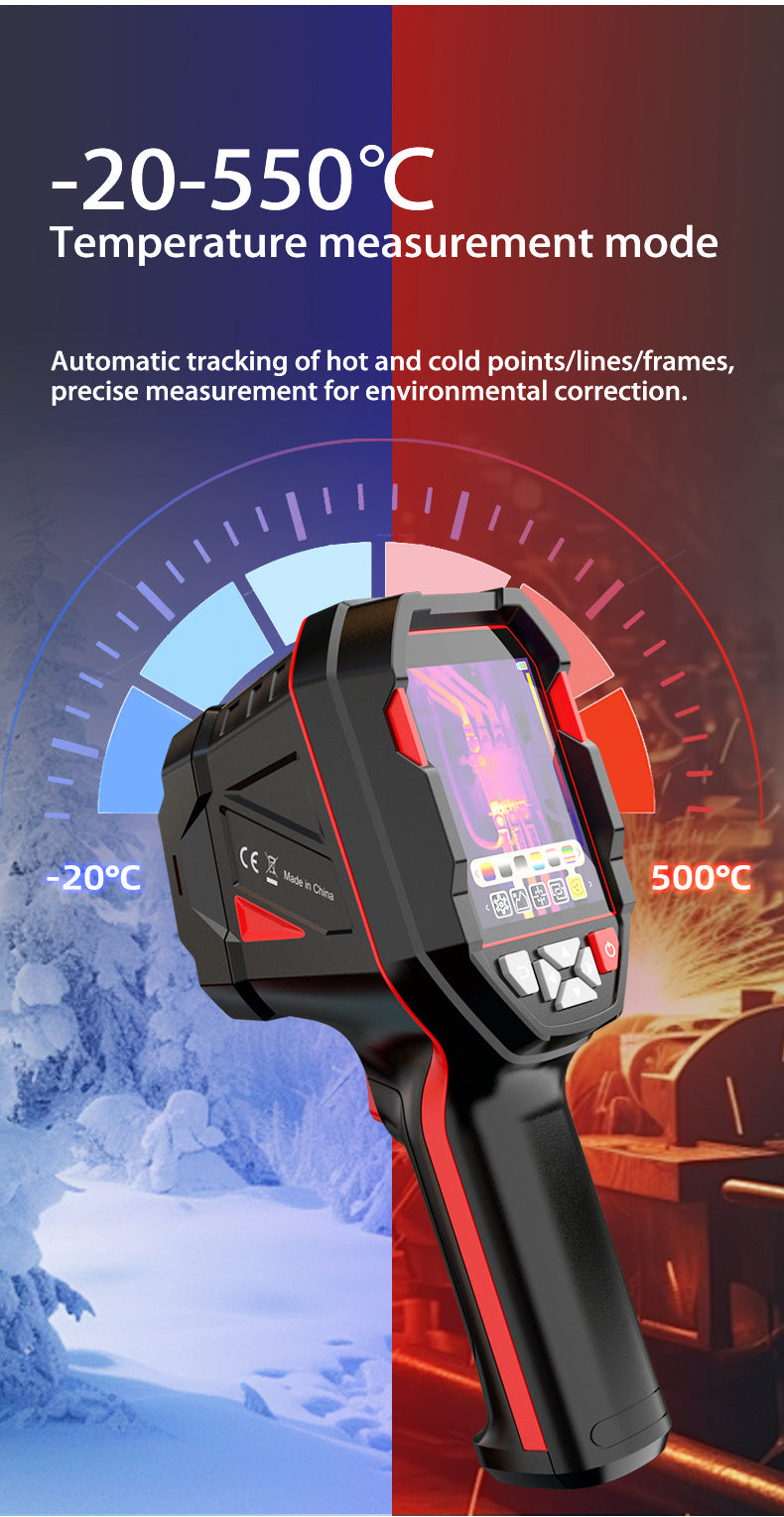 HABOTEST HT821A Portable Wide-Range Thermal Imager (-20°C to 550°C) | 320X240 Resolution | 8GB + USB | Multi-Palettes And LED Light