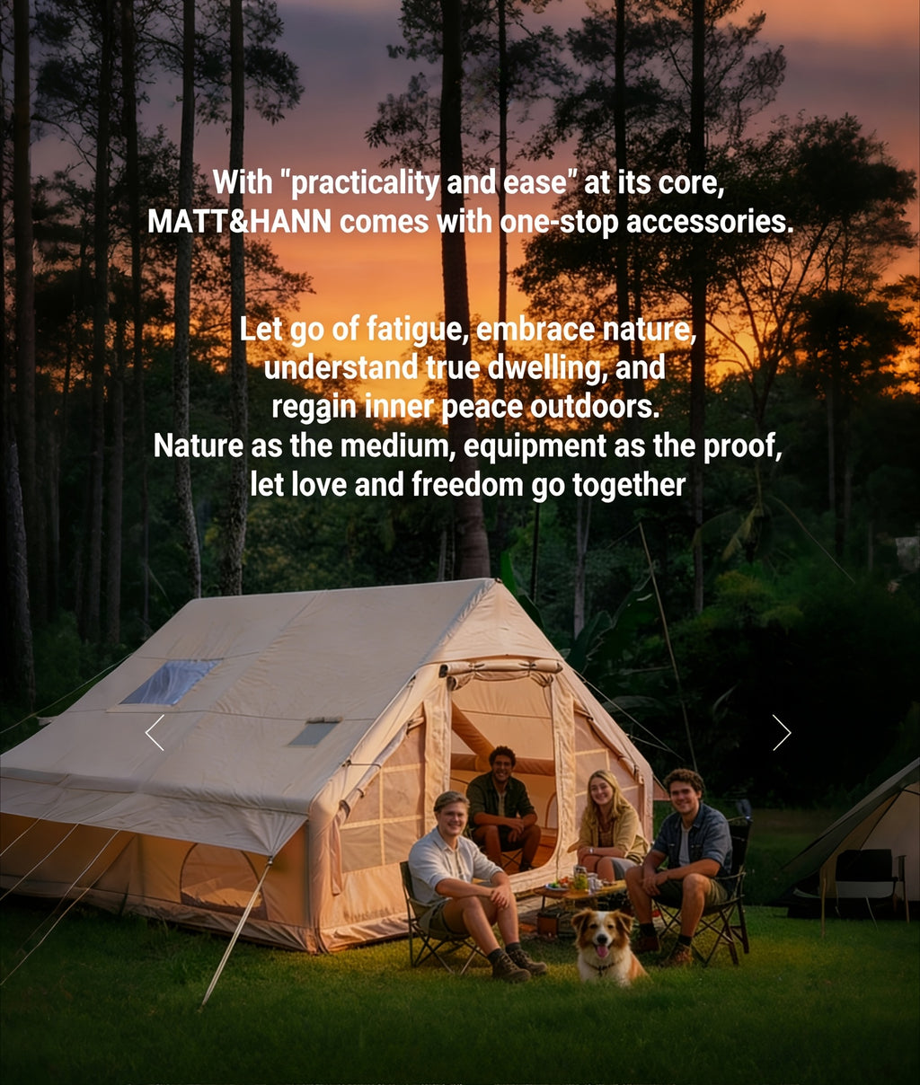 Inflatable Camping Tent（Optional: Skylight, Stove Jack） for 4-6 Person,4 Season Camping Tent, Large Luxury Air Tent with Manual Pump, Easy Setup Portable Glamping House, High Quality Windproof Family Outdoor Shelter Best Valentine's Day Gifts
