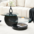 Glass Coffee Table for Small Spaces with Three-Tier Storage and a Clear Tempered Glass Top