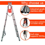 6.5-foot 7-Step Telescoping Ladder - Anti-Shake and Anti-Slip Portable Folding Ladder - Walkable A-Frame Household and Outdoor Work Multi-Purpose Ladder, 330 Pounds per Step