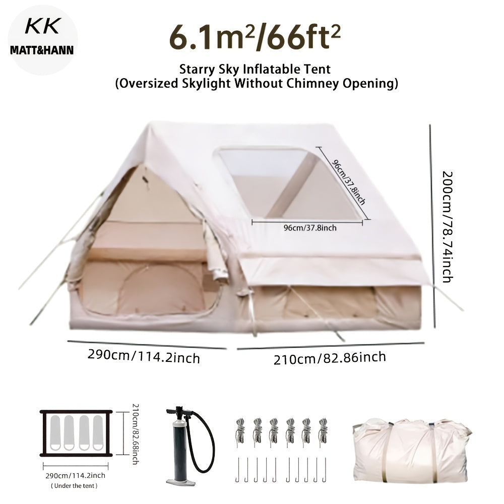 Spacious Luxury Quick-Setup Inflatable Lightweight Glamping Tent, High-Quality High Quality; All-Weather and All-Season Use, Specifically Designed for Sophisticated Camping Enthusiasts, Suitable for Family and Friends' Camping Trips