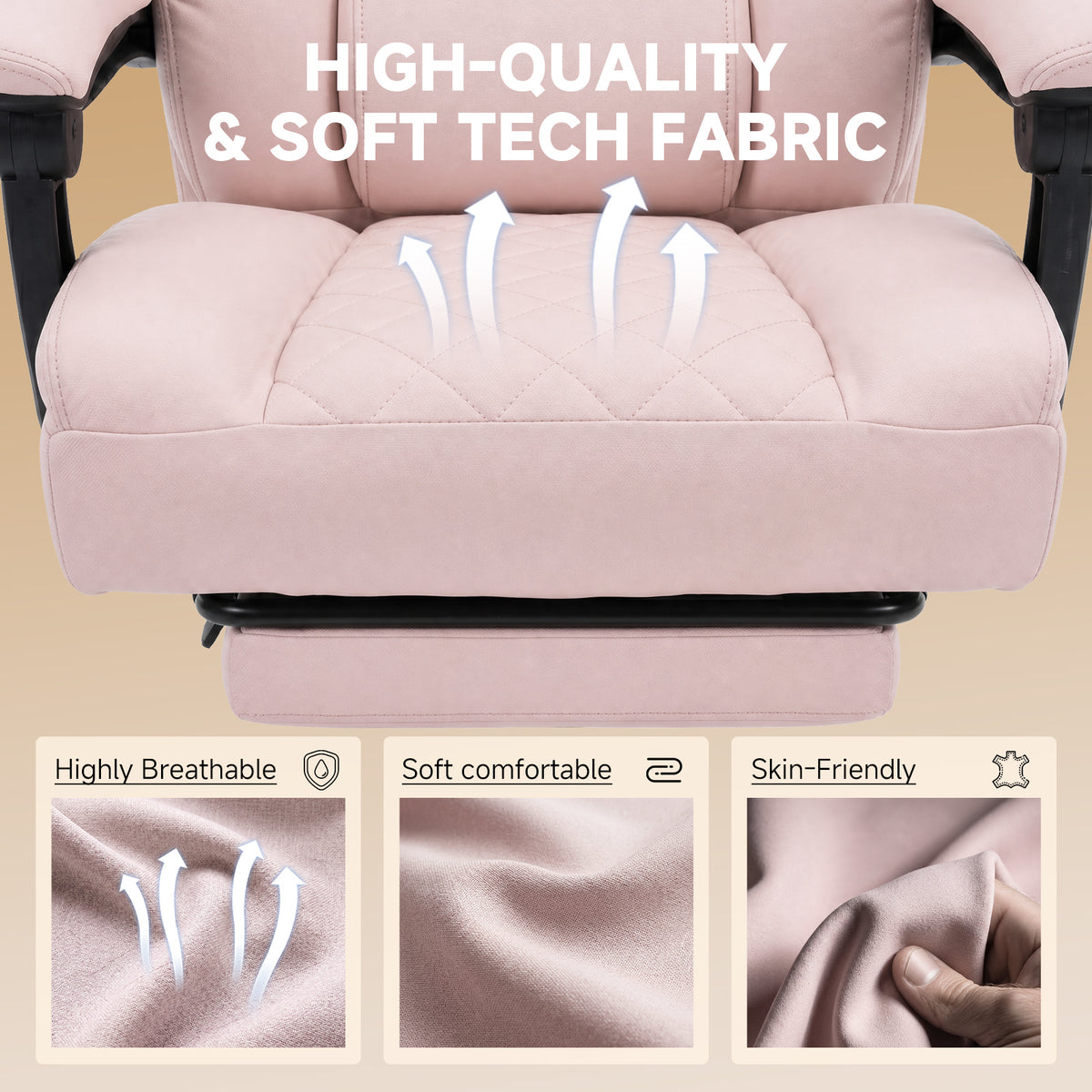 Ergonomic High Back Office Chair with Linkage Widened Armrest, Big&Tall Executive Office Chair, Gaming Chair, Thick Pocket Spring Wide Seated Cushion, Desk Chair with Retractable Footrest for Adults, Faux Leather/Corduroy/Fabric, OC-305