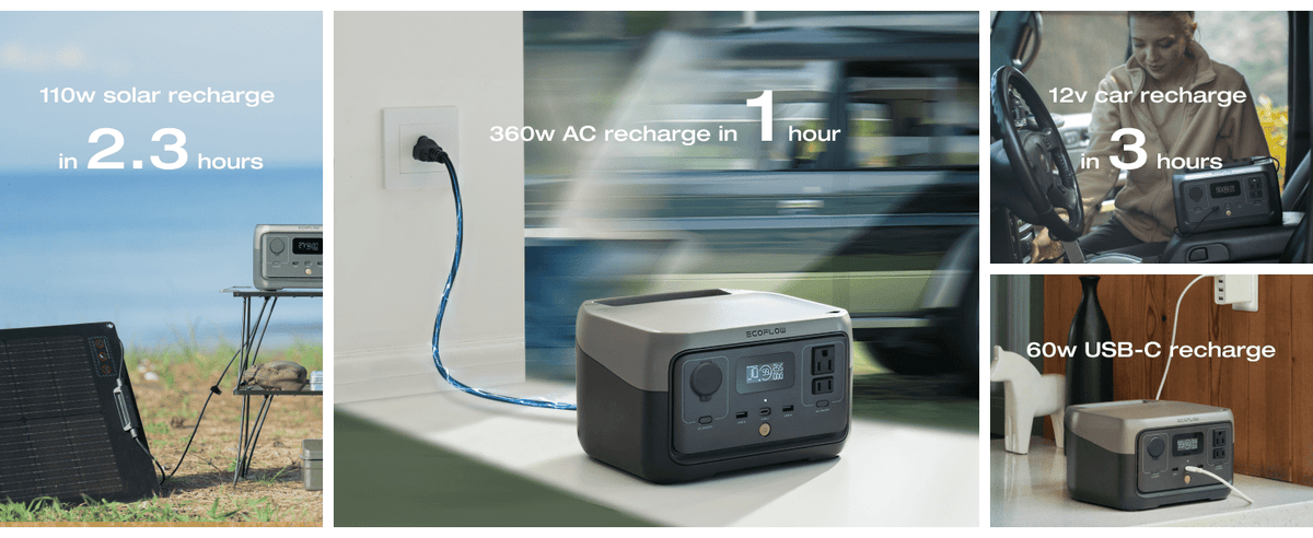 EcoFlow River 2 240 Portable Power Station, 243Wh LiFeP04 Battery, 2 Up to 600W AC Outlets Solar Power Bank for Home Use, Suitable for entry-level use