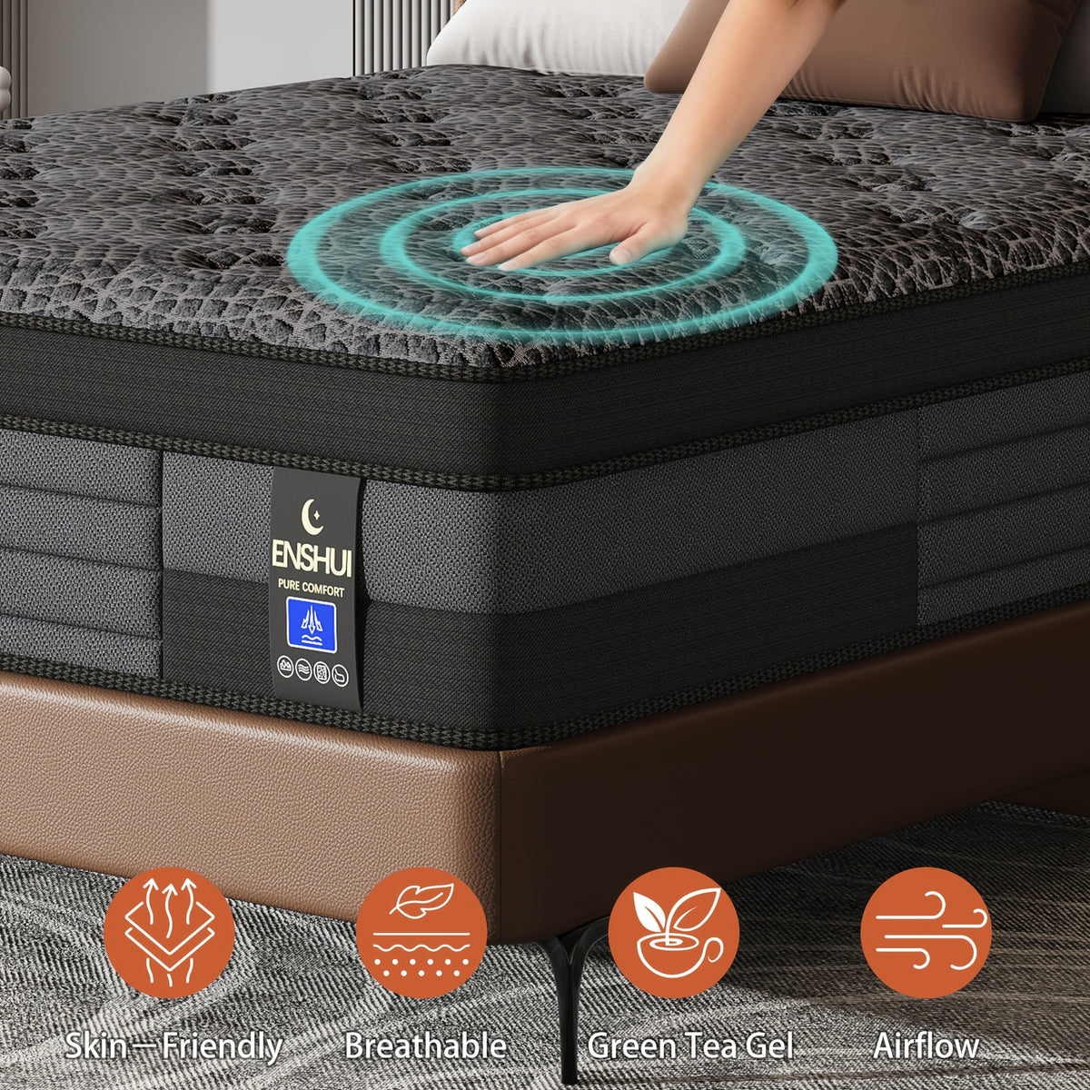 12/14 Inch Queen Size Mattress, King Size Mattress, Full Size Mattress, Twin Mattress in a Box with Memory Foam And Individual Pocket Springs, Motion Isolation, Pressure Relief, Medium Firm Feel, Cool And Comfortable Sleep, Edge