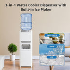 Black, White 3-in-1 Water Dispenser with Ice Maker (33LBS/Day), Hot & Cold, Child Safety Lock, Touch Control, for 3-5 Gal Bottles, Home & Office.