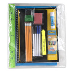 24 Pack of 17”L Classic Traditional Color Backpacks with 20 Piece Stationary Kits Containing 1 Notebook, 1 Folder, 3 Pencils, 3 Pens, 1 Pencil Sharpener, 2 Erasers & More!