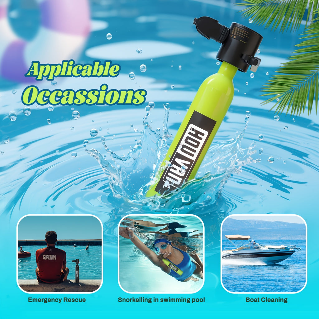 HOUVAN 16.91 oz Mini Diving Tanks Aluminum Alloy Diving Oxygen Cylinder Suitable For Underwater Photography, Underwater Recreation, Snorkeling Practice, Perfect | Portable Shallow Diving Cylinder | Boat Backup Air Source | Snorkeling Diving Tank