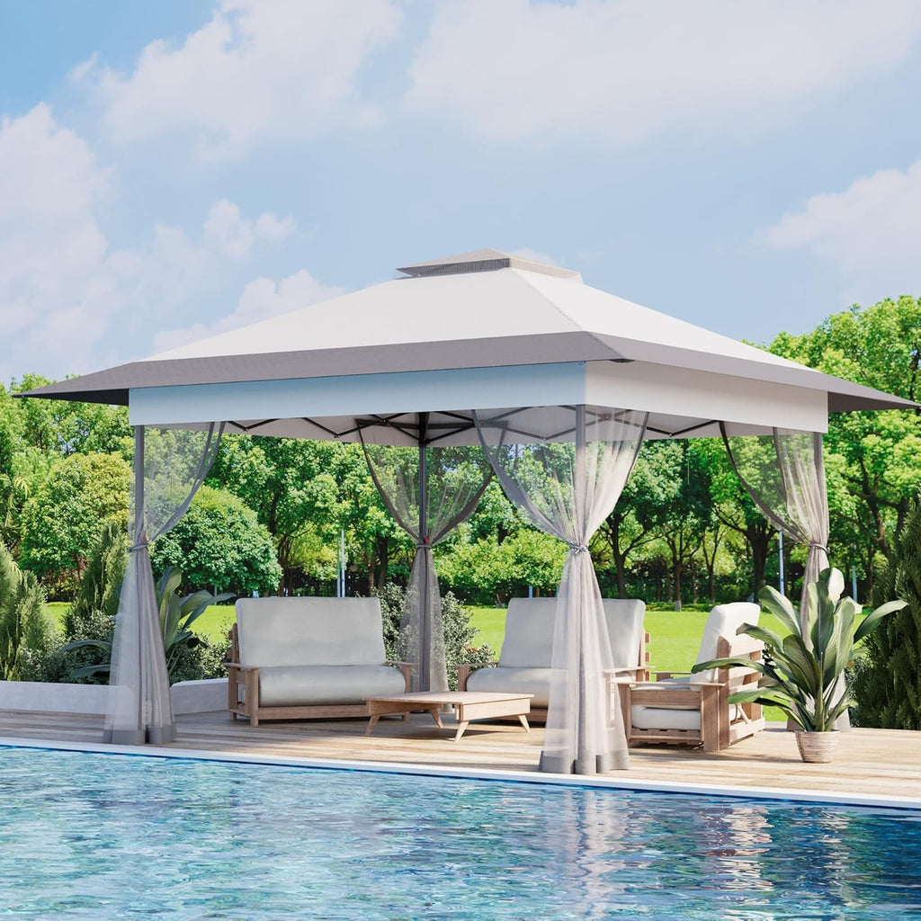 Bezseller Quick Pop-Up Gazebo Tent with Mosquito Netting - Large Portable Outdoor Canopy, Oxford Tarp, Easy Setup Shelter Suitable for Patio, Garden, Backyard Parties, Camping, Picnic, Poolside - Lightweight & Sturdy Frame