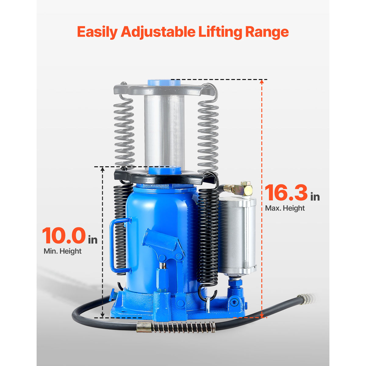 Air Hydraulic Bottle Jack by VEVOR, 32-Ton Pneumatic or Manual Lift from 10 to 16.3 Inches for Trucks and RVs