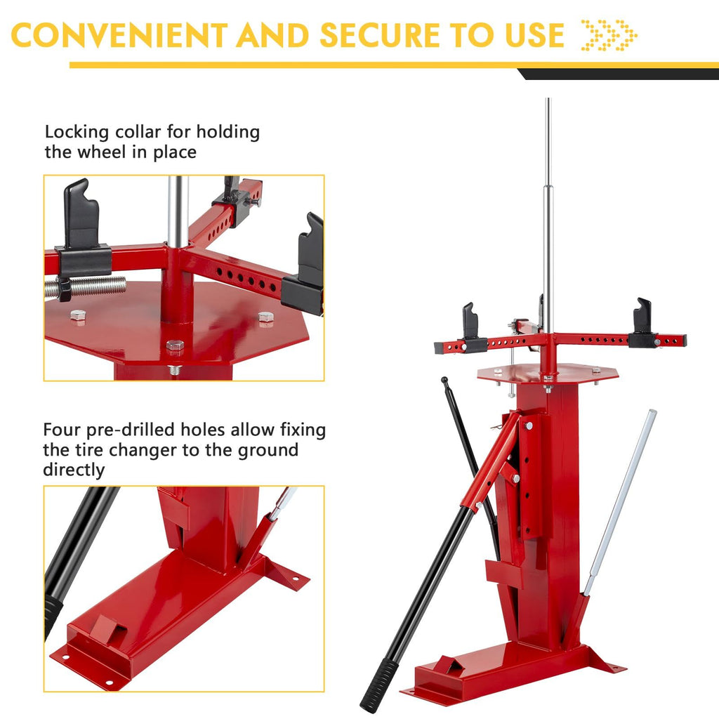 Manual Tire Changer with Bead Breaker Portable MountDemount Tool for 4 to 165 Tires Truck Car Motorcycle Red