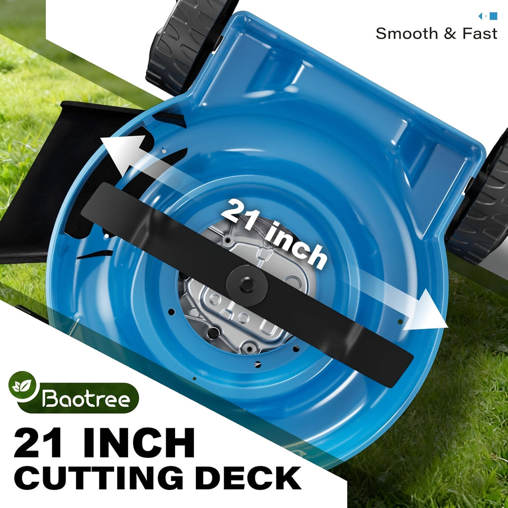 21-Inch Cutting Deck, 144cc 4-Stroke Engine, 2-in-1 Function (Side Discharge/Mulching), Lightweight for Small Yards Under 1/4 Acre (Hand Push) 32-72mm Cut Height, Installation Tools And Castors Included