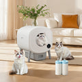ECORUI Automatic Cat Litter Box, Self Cleaning Litter Box Large Capacity for Multiple Cats, App Control with Safety Sensors, Removable Washable Liner, 2 Rolls Garbage Bags, Grey, Refurbished, Without Battery