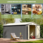 GUNJI 8 X 12ft Outdoor Metal Storage Shed, Garden Shed with 2 Shelves, Tool Sheds for Backyard Garden Patio Lawn